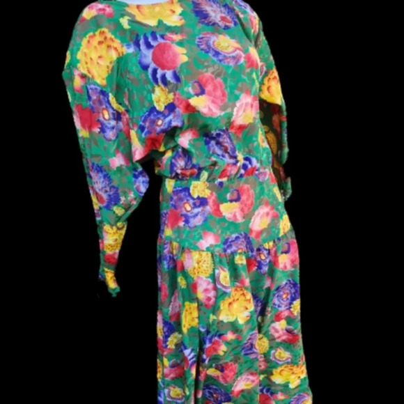Carol Horn 80s Floral dress 6 - Picture 2 of 16